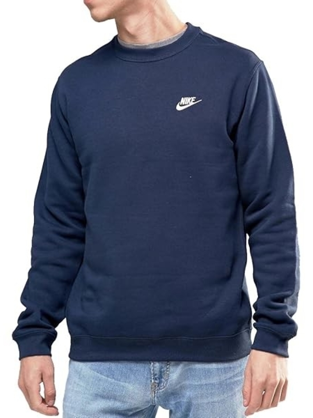 Nike Club Fleece Midnight Navy Blue Crewneck Sweatshirt Size Small EUC